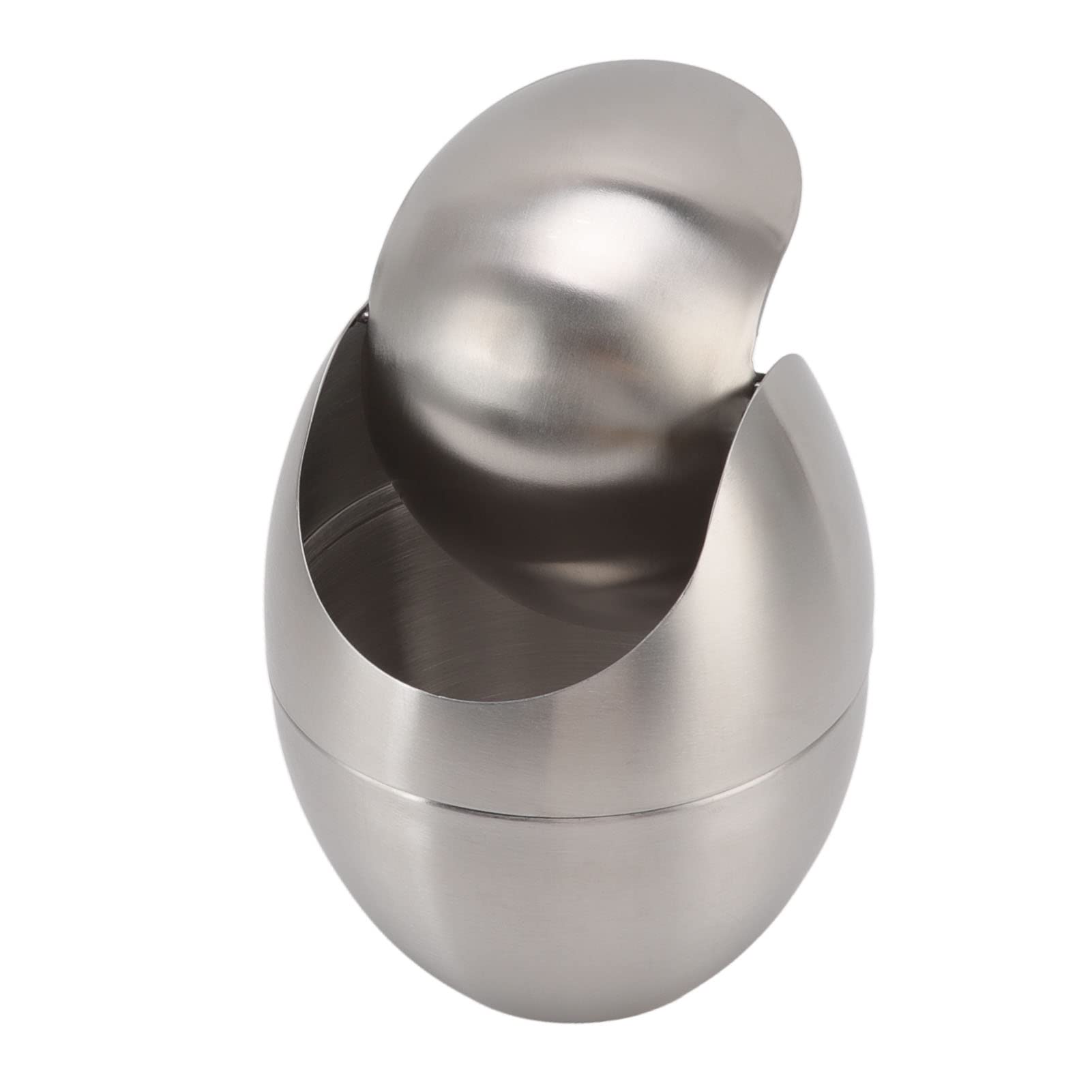 Tonysa Mini Tabletop Trash Can Egg Shape Desktop Trash Bin with Swing Lid Stainless Steel Countertop Waste Bin for Office, Kitchen, Vanity, Bathroom
