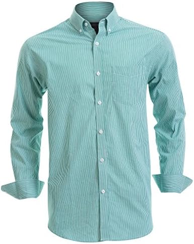 Double Pump Mens Button Down Shirts 100% Cotton Long Sleeve Shirts Regular Fit