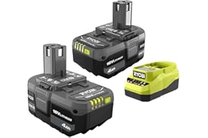 generic1 Ryobi ONE+ 18V Lithium-Ion 4.0 Ah Battery (2-Pack) and Charger Kit, 1 (PSK006)