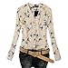 YANG-YI Clearance Women's Fashion Elegant Bird Print Blouse Long Sleeve Casual Slim Shirts