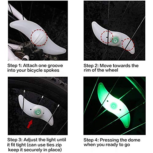 Bike Spoke Lights, 8pcs Cycling Bicycle Wheel Lights with 3 LED Flash Modes for Bike Spoke Decoration and Tire Bike Safety Alarm Light, Waterproof- Batteries Included - Thumbnail 3
