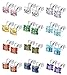LOYALLOOK 12Pairs Stainless Steel Square CZ Ear Piercing Birthstone Stud Earrings for Women 5MM