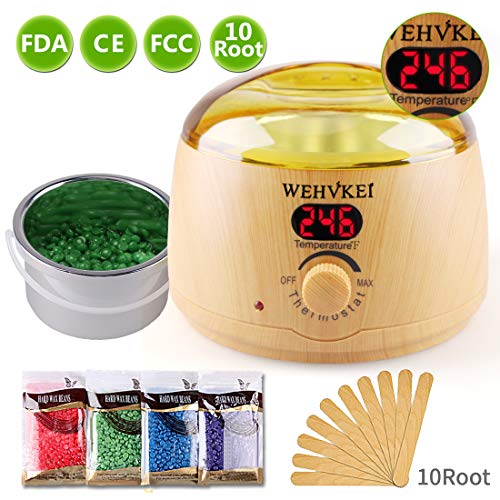 Waxing Kit Wax Warmer Wax Machine for Hair Removal Kit Waxing Pot Brazilian Bikini Wax Kit Heater Painless Wax Hair Removal Kit Wax Melt Warmer with Digital LCD Display with Temperature Control