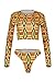 ESONLAR Womens Chic 3D Tribal Aztec Print Long Sleeve 2PCS Bathing Suit Swimwear M