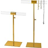 MCKECHSION Jewelry Display Stand 2 Packs Stainless Steel Purse Display Stand Acrylic Necklaces Holder Towers Adjustable Height Tabletop Jewelry Organizer for Home Store Boutique