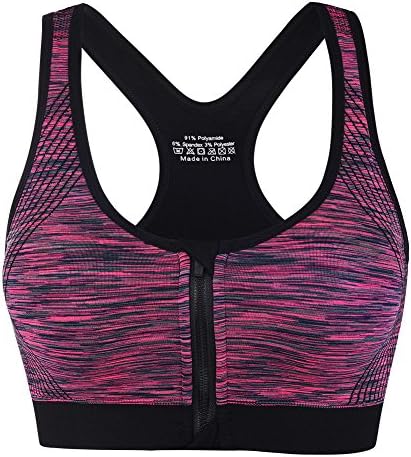 FITIBEST Sports Bra High Impact Front Zipper Closure Exercise Bra Removable Pads