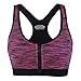 FITIBEST Front Zipper Closure Sports Bra High Impact Exercise Bra Sports Racerback Workout Bras with Removable Pads (XL, Purple)