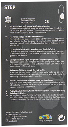 Pedag Step 16647 Symmetrical Self Adhesive Arch Support Inserts, Tan Leather, Medium