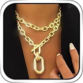 Jovono Chunky Choker Necklaces Thick Layered Necklace Chain Punk Accessories for Women