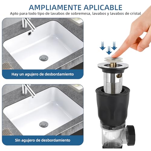Kit de Drenaje para Lavabo de Baño,Tubo de Desague para Fregadero Antiolor,2 en 1 Kit de Drenaje para Fregadero,Fácil de Instalar,Antiobstrucción,Prevención de Olores,para Cocina,Baño (Estilo Ⅰ)