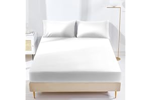 YIYEA Queen Fitted Sheet Only - 100% Brushed Microfiber 1800 Thread Count Egyptian Quality Fitted Sheet Queen Size - Ultra Soft - 16" Deep Pocket - Shrinkage & Fade Resistant (Queen, White)