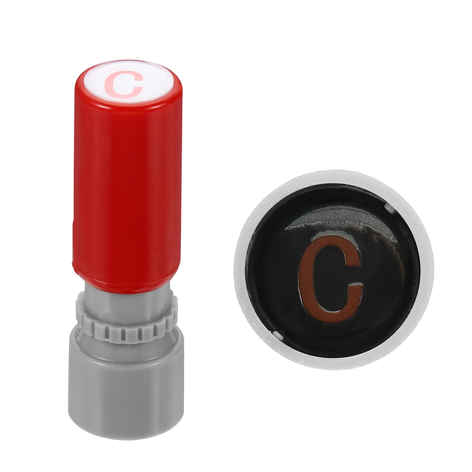 PATIKIL 7mm Letter Stamps, Character Alphabet C Plastic Ink Stamp Self Inking for Classroom Scrapbooking, Red
