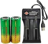 High Power Battery, 2-Pack 3.7 Volt RCR123A 8000mAh