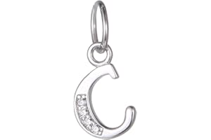 BORUO 925 Sterling Silver Cubic Zirconia A-Z Initial Letters Alphabet Dangling charms Pendant