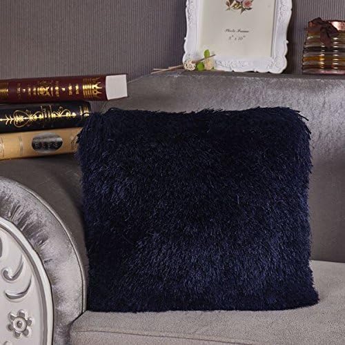 Amazing Rugs Blue Long Pile Pillow Rug Decorative Shaggy Pillow
