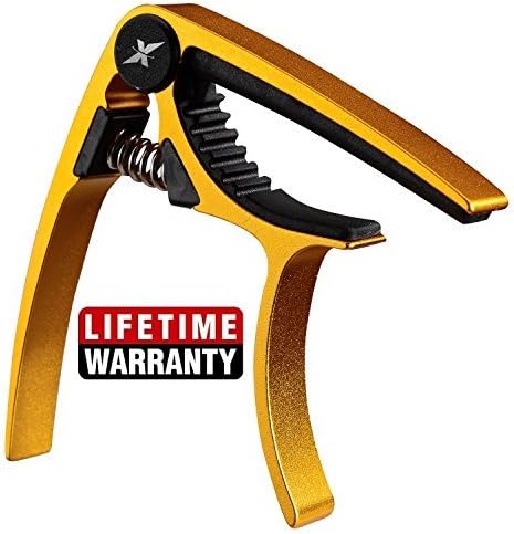 Guitar Capo Acoustic and Electric Guitars - xGuitarx x3 - Also for Ukulele, Banjo and Mandolin - No Scratches, No Fret Buzz, Easy to Move Single-handed Professional Trigger Action, Gold