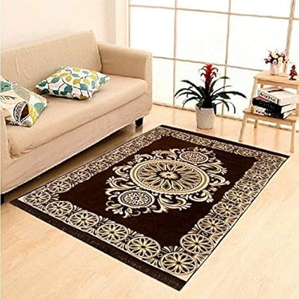STOP N SHOPP Zeometric Ethnic Velvet Touch Abstract Chenille Carpet (5Feet X 7Feet) Multi