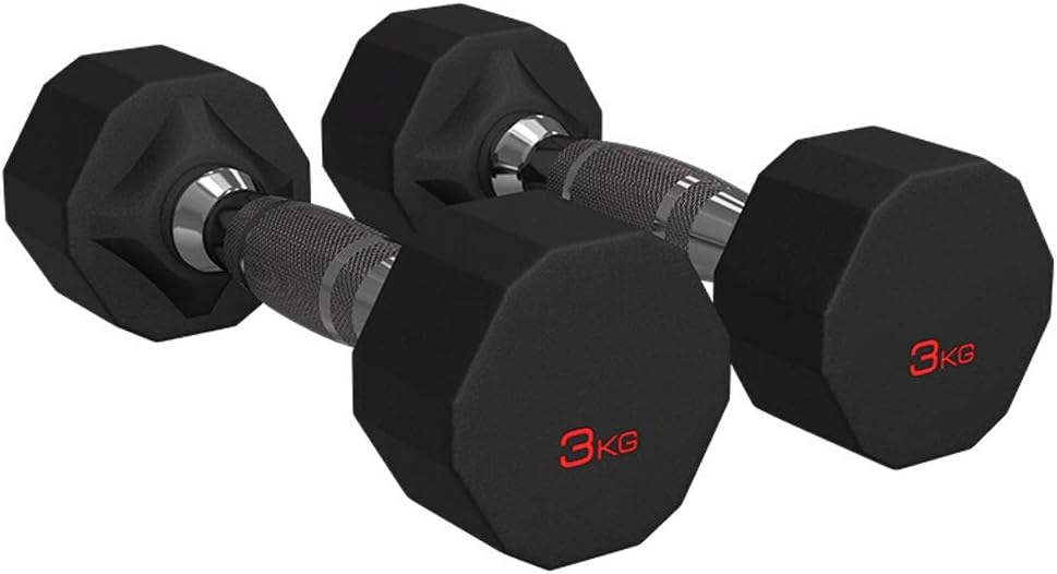 Dumbbell Rubber Coated Tasteless Dumbbell Men's Twelve Sides Fixed Household Commercial Gym Dumb Professional Fitness Equipment Package Steel Dumbbell Set Sporting Goods 3 Kg Pair Fitness dumbbell