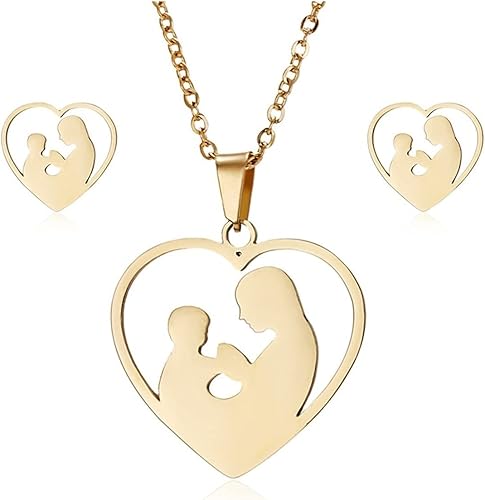 Amazon ファッションゴールドマザードレス子供のネックレスセットイヤリングジュエリーセットレディースホリデーギフトジュエリー Color Gold ネックレス 通販