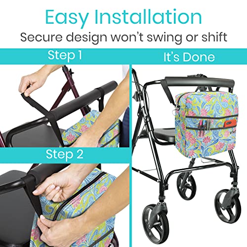 Vive Rollator Walker Accessories Bag Universal, WaterResistant