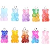 GANPUB 10Pcs Colorful DIY Bear Charms,Cute Bear Charm Pendants,Cartoon Keychains Necklace Charm Cute Bracelet Accessories,Beading and Jewelry Making