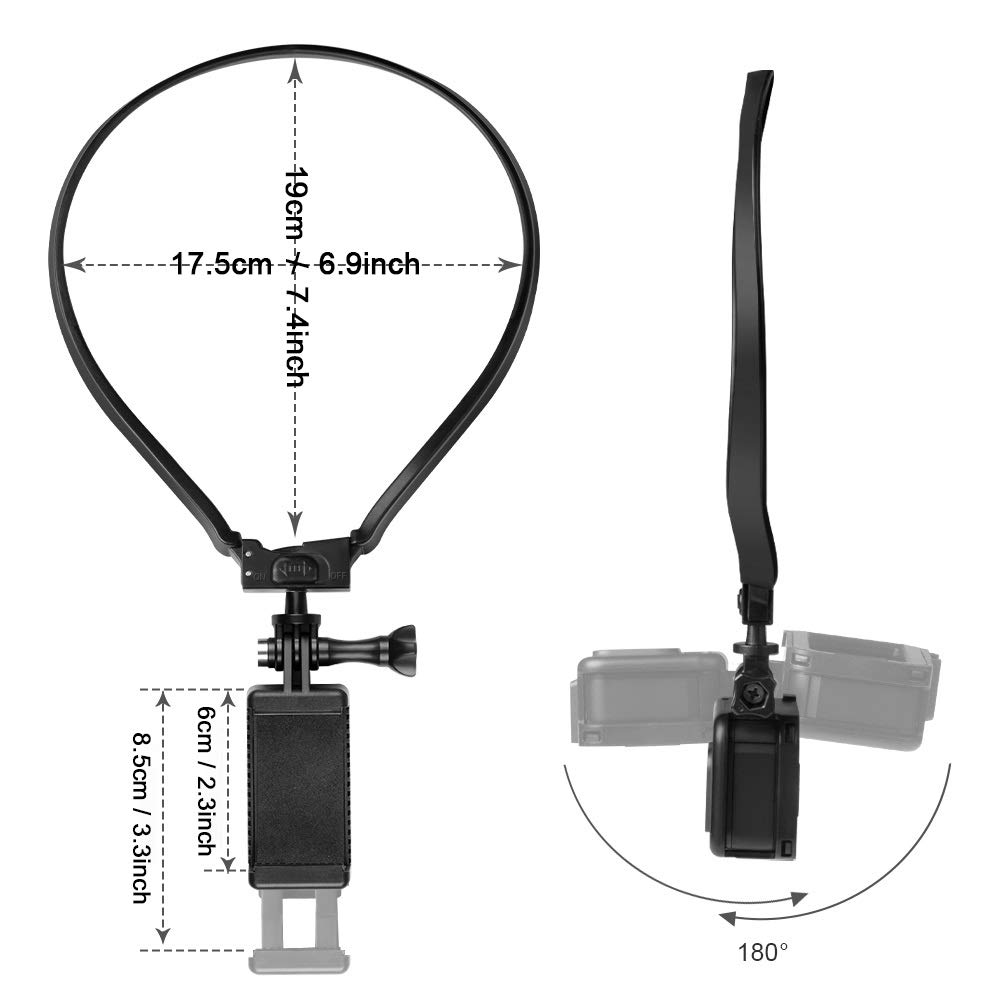 Taisioner POV/VLOG Smartphone Selfie Neck Mount Strap for GoPro AKASO DJI Osmo Action Camera and Smart Phone Video Record Accessories