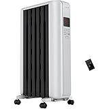 PELONIS Space Heater in Steel Cover, Portable Oil Heater with Thermostat, 24Hr Auto On/Off Timer, Remote, Oil Filled Radiator Full Room Heater with Tip Over & Overheat Protection for Indoor Use