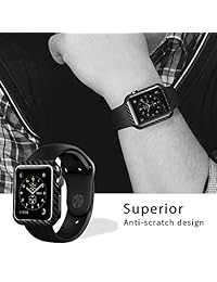 Auténtica funda de fibra de carbono para reloj Apple Watch Series 2 3, resistente a los golpes, funda de reloj iWatch de alto brillo sarga Weave Finis, 42 mm