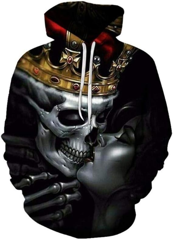 Impresión De Beso De Pareja De Calavera Suéter Sudadera con Capucha 3D