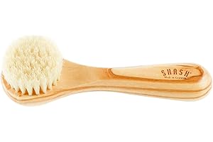 Made in Germany - SHASH + Keller BÜERSTENFABRIK 100% First Cut Boar Bristle Exfoliating Face Brush, Scrub Cleansing, Exfoliates Skin to Help Reduce Flaking, Fine Lines, Supports Glowing Complexion
