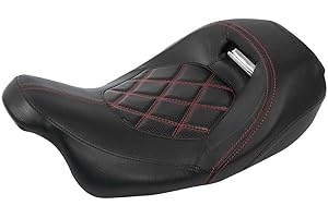TCT-MOTORPARTS Low-Profile Driver Seat Front Solo Seat Fits for Harley Electra Street Road Glide CVO Road King 2009-2023 Red Stitching
