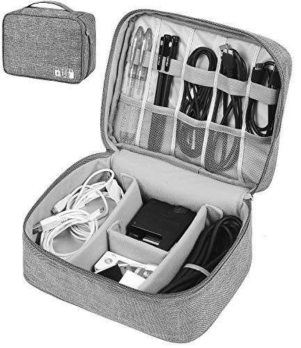Hcfgs Electronic Organizer Travel Cable Organizer Universal Electronics Accessories Cases for USB Cable Cord, Flash Drive, Charger, Phone, Hard Drive, SD Card, iPad (Grey) - Thumbnail 7