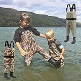 NEYGU Toddler & Children's Breathable Waterproof Waders Bootfoot Chest Waders,Kids Wader with Boots