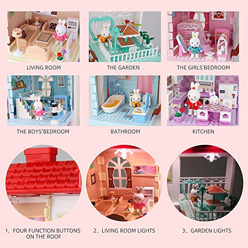 Doll House for Toddlers Doll Cottage with Furniture, 6 Lovely Scenes