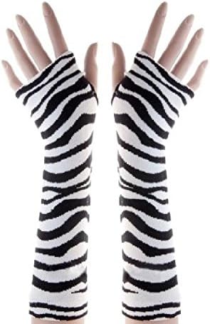 E-Tribe Punk Gothic Dark Rock SKull zebra Spider rainbow color Long Arm Warmer Fingerless Gloves