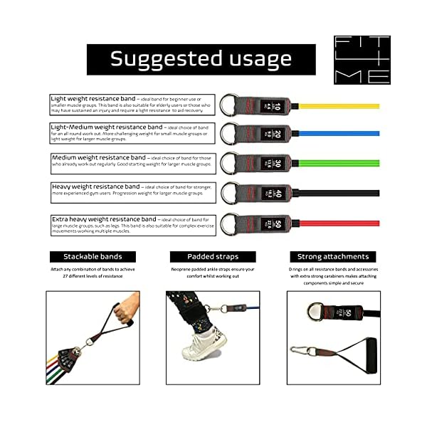 FIT4ME-Resistance-Bands-Set-12-pcs-5-HEAVY-DUTY-Latex-Fitness-Tubes-150LB-Foam-Handles-Padded-Ankle-Straps-Door-Anchor-Exercise-Bands-for-Men-Women-Home-Workout-Home-Gym-Strength-Yoga-Pilates-Physio FIT 4 ME Resistance Bands Set 12 pcs 5 HEAVY DUTY Latex Fitness Tubes 150LB Foam Handles Padded Ankle Straps Door Anchor…