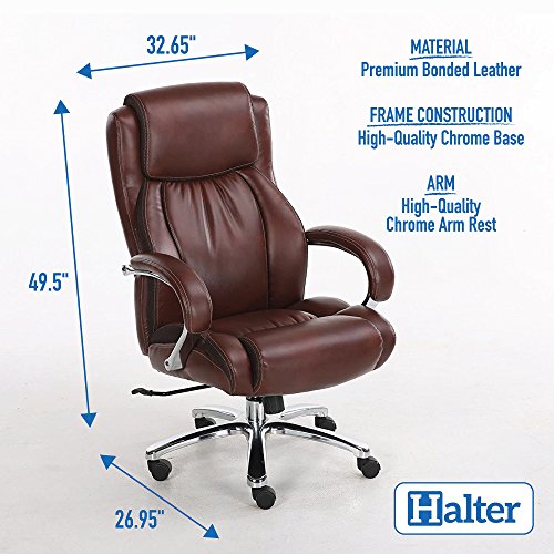 Halter HAL007 Bonded Leather Office Chair, Executive Computer Chair for Home & Office Chrome