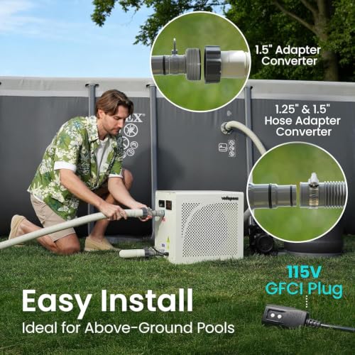 Vidapool 16,000 BTU Swimming Pool Heater 7.5 COP Electric Pool Heat Pump for Above Ground and Inground Pools Heating and Cooling Smart WiFi Control Pools Up to,5000 Gallons