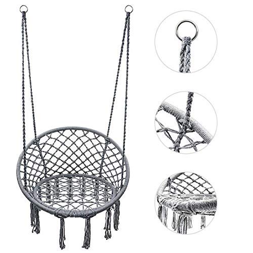 ZXL Hängesessel, Hängesessel Mesh Cotton Rope Weave Hängekorb Quaste Hängesessel Schaukel, Hängematte mit Sitzbezug…