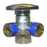 LASCO 06-9321 Quarter Turn 3-Way Valve, 1/2-Inch Iron Pipe Inlet X 3/8-Inch Compression Outlet X 3/8-Inch Compression Outlet, Chrome