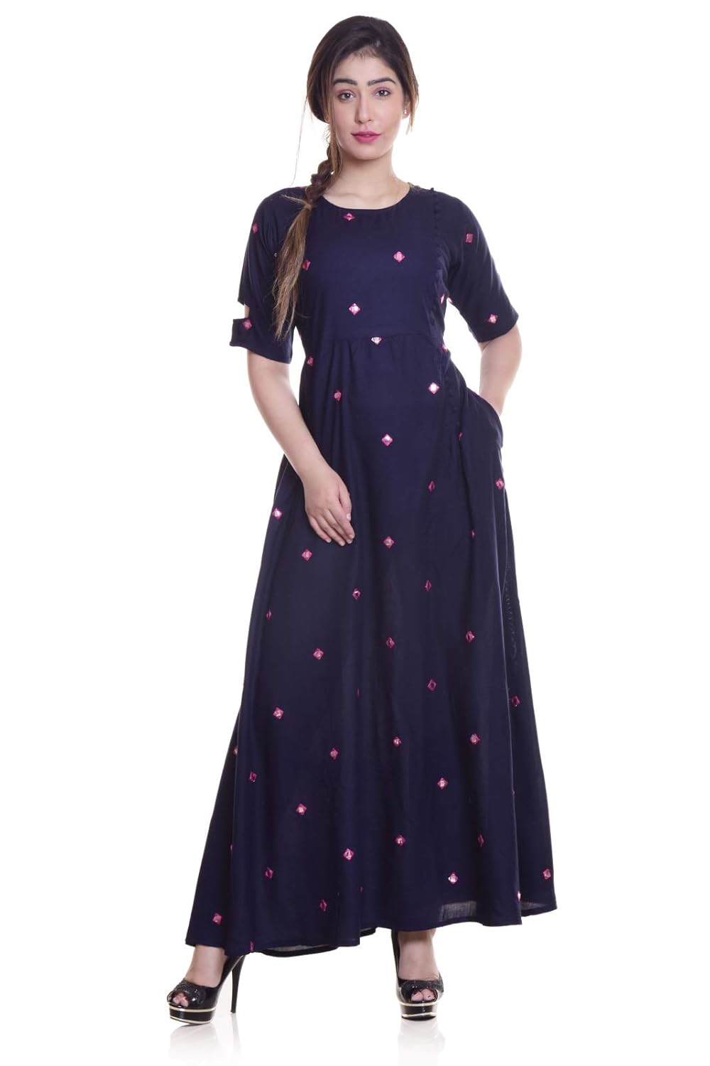 fashona women's long embroidered kurti