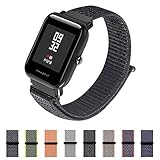 Nylon Sport Loop Band SIKAI 20mm Replacement Nylon Strap Compatible with Amazfit Bip/Huawei Watch 2 Sport/Ticwatch E Breathable with Hook and Loop Fastener Adjustable Closure (Black)