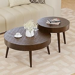 HOMPUS Round Nesting Coffee Table w Honeycomb