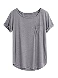 MakeMeChic Women's Basic T-Shirt Short Sleeve Pocket Casual Loose Summer Tops