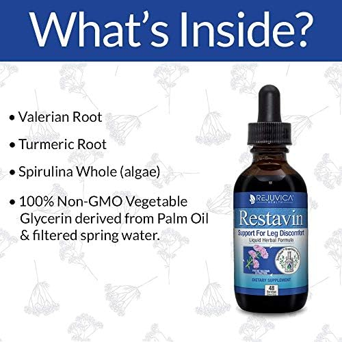 Restavin Advanced Leg Support Supplement Fast Natural Liquid Formula Iron Magnesium Valerian Root Turmeric B Vitamins Vitamin C And More