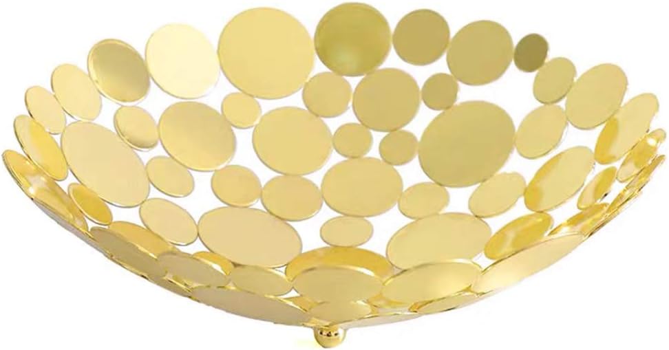 Modern Creative Fruit Basket Bowl Stand for Kitchen Counters, Luxury Large Metal Decorative Table Centerpiece for Serving Storage (Gold)