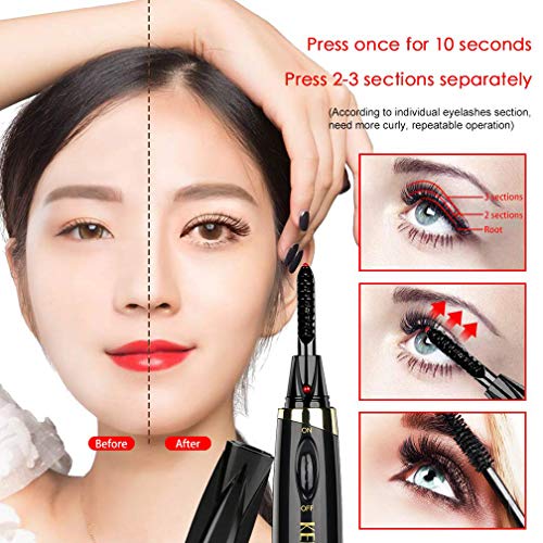 Eyelash Curler,Heated Eyelash Curler, Mini Electric Eyelash Curler, Portable with Led Light Electric Makeup Eyelash Brush (Black)