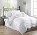 Chezmoi Collection Chic 7-Piece White Ruched Ruffle Pleated Comforter Bedding Set, California King Size