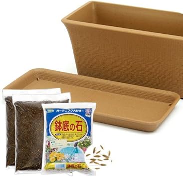 Amazon Co Jp たんぽぽ栽培セット 種 土 プランター プレート 鉢底石 ブラウン うさぎ用 説明書付き 家庭菜園 ペット用品