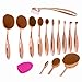 Obsessions Oval Makeup Brush Set - 11 Rose Gold Oval Makeup Brushes in Gift Box, Perfect for Foundation Blending Blush Eyeliner Face Powder Body